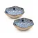 Kit 2 Mini Bowls Molheiras Hexagonais Cerâmica Floral Azul 100ml