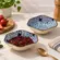 Kit 2 Mini Bowls Molheiras Hexagonais Cerâmica Floral Azul 100ml