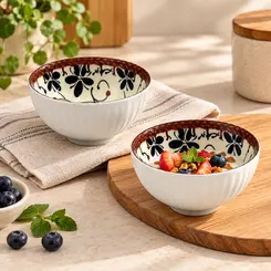 Jogo Bowls Cerâmica 2 Pcs Florata Floral 11,5cmx6cm - 280ml