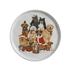 Prato Sobremesa Natal Pet Christmas Cães e Gatos 21,5cm - 1 Unid.